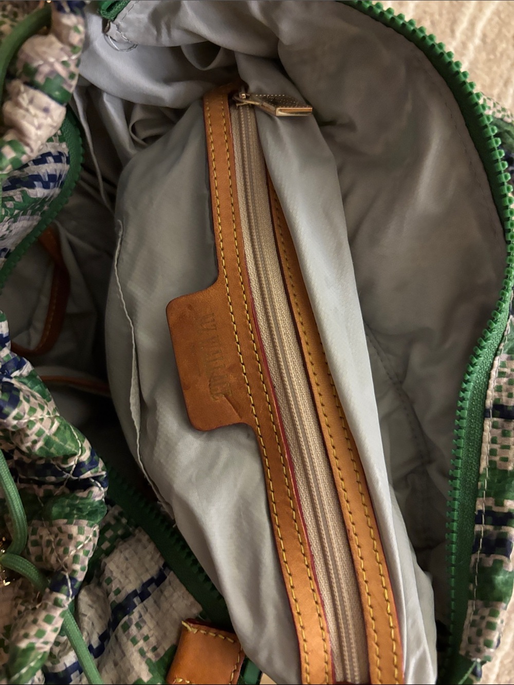MZ Wallace Blue, Green & White Quilted Tote-Style Backpack - Picture 4 of 6